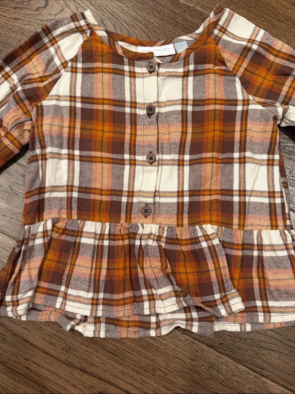 The Children’s Place Place Rust and Cream Plaid Button-Front Top